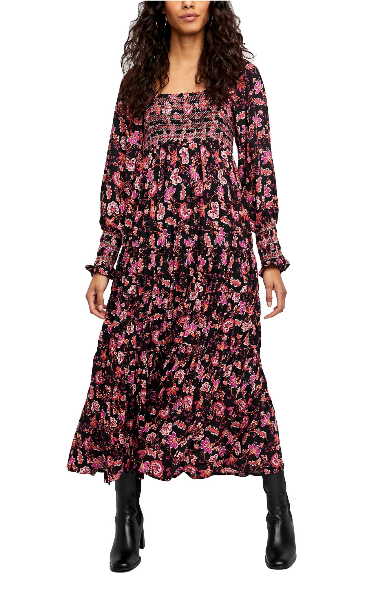 free people black dress long sleeve