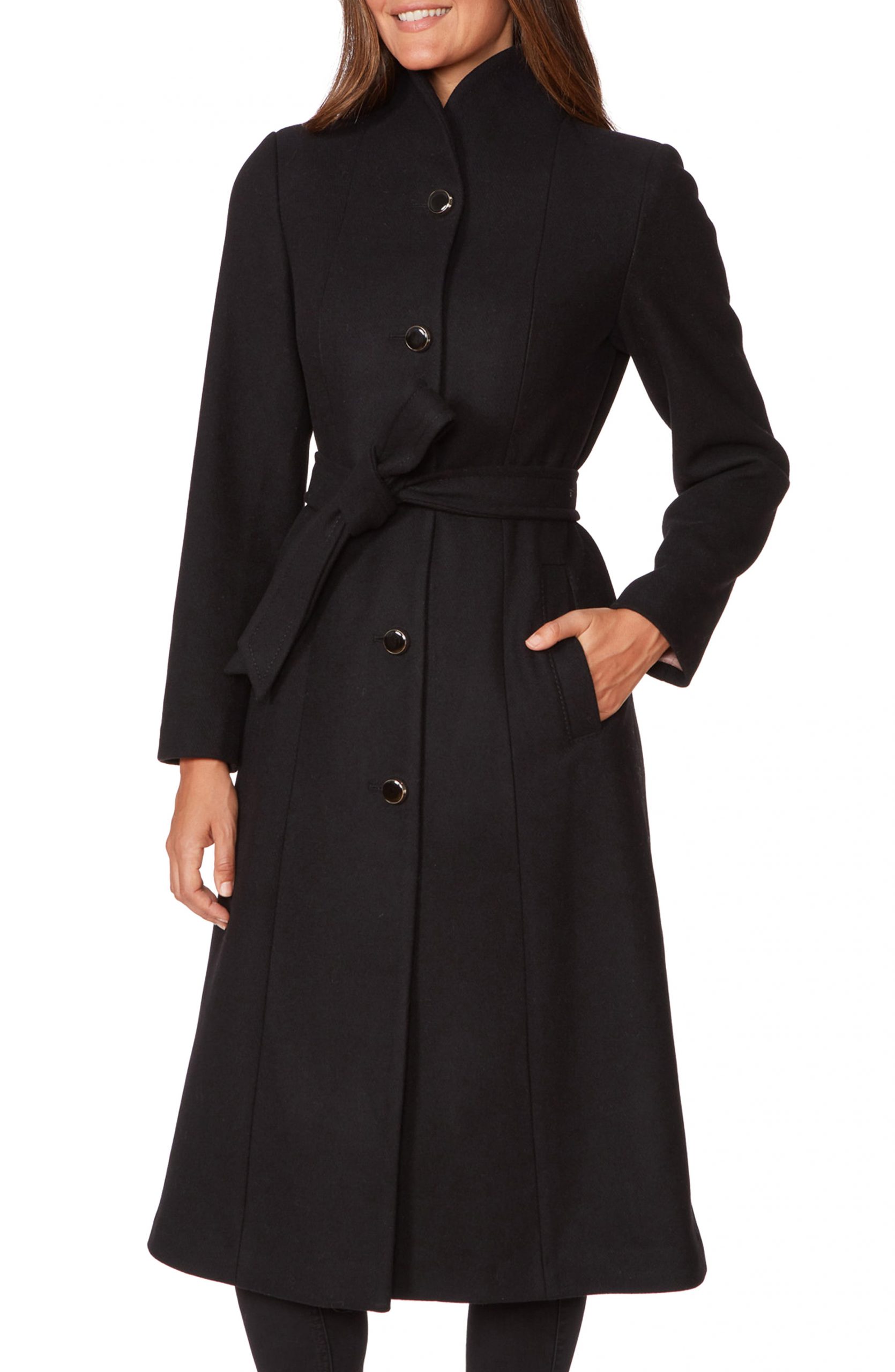 Women’s Kate Spade New York Belted Wool Blend Coat, Size X-Small ...