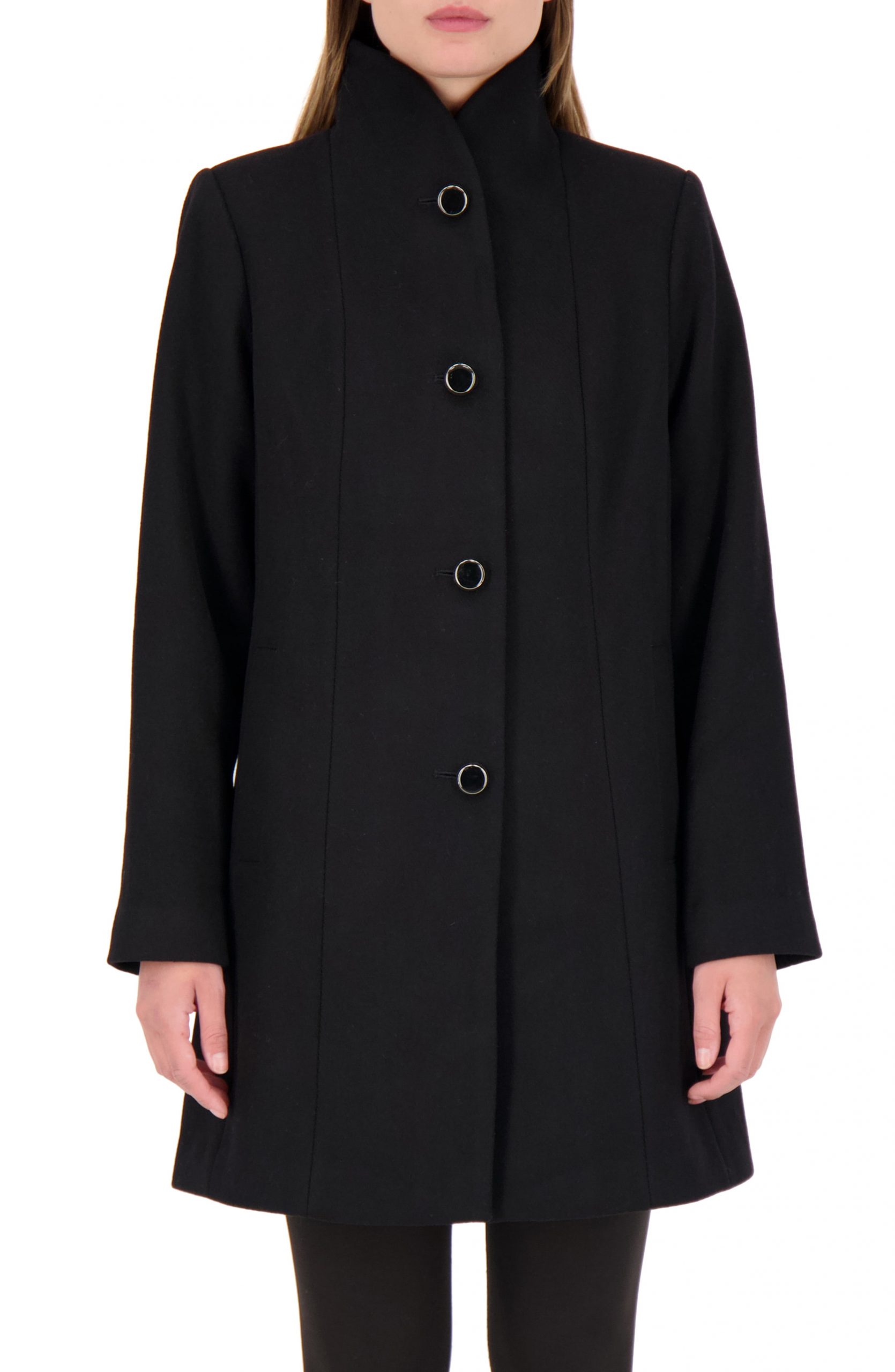 Women’s Kate Spade New York Wool Blend Twill Coat, Size X-Small - Black
