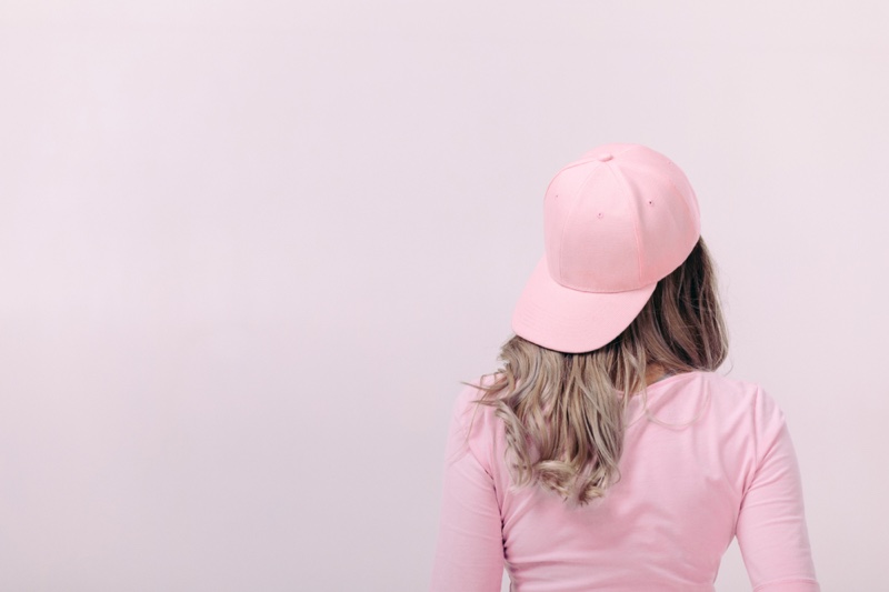 Back Woman Pink Baseball Cap Top