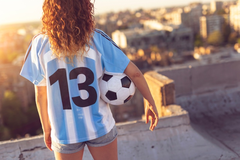 Back Woman Sports Jersey Soccer Ball Number 13