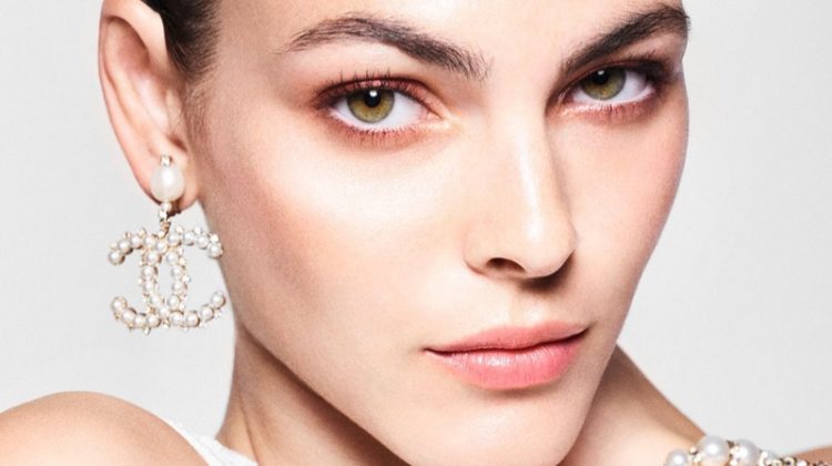 Vittoria Ceretti Shines in Pearls for Chanel Makeup