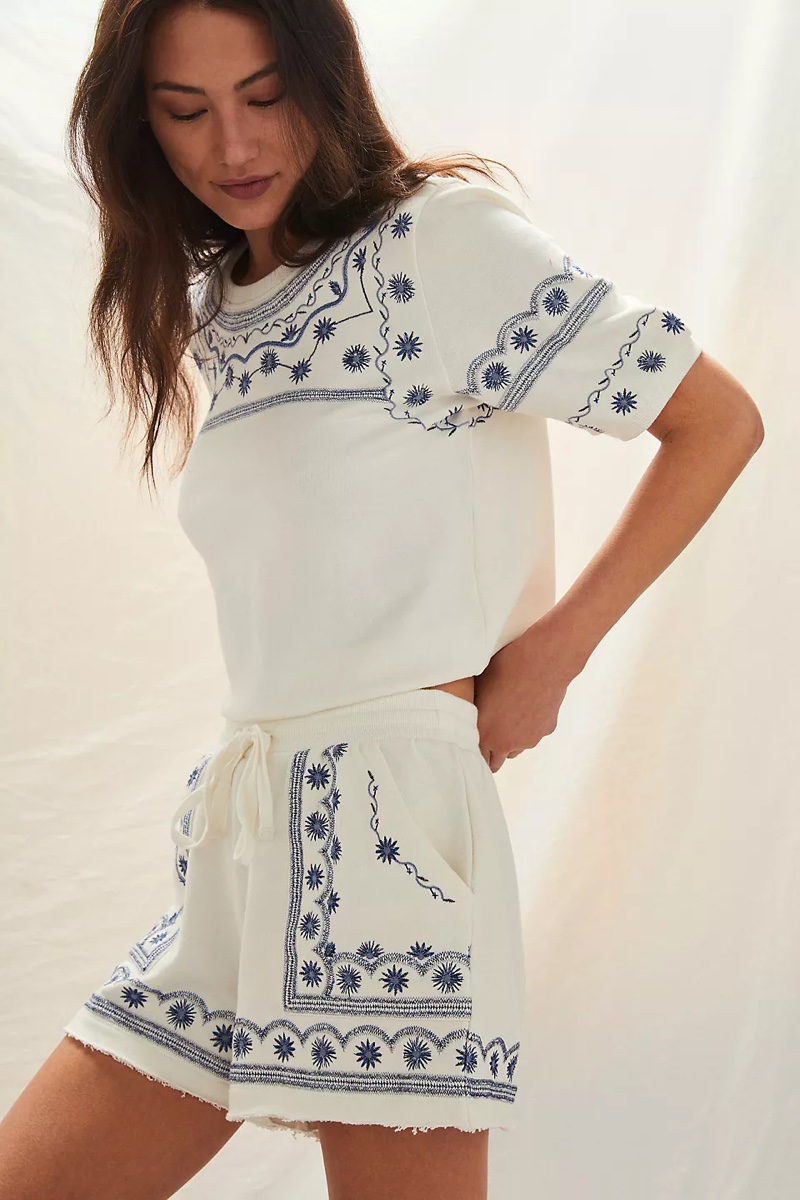 Daily Practice by Anthropologie Lou Embroidered Lounge Set $158