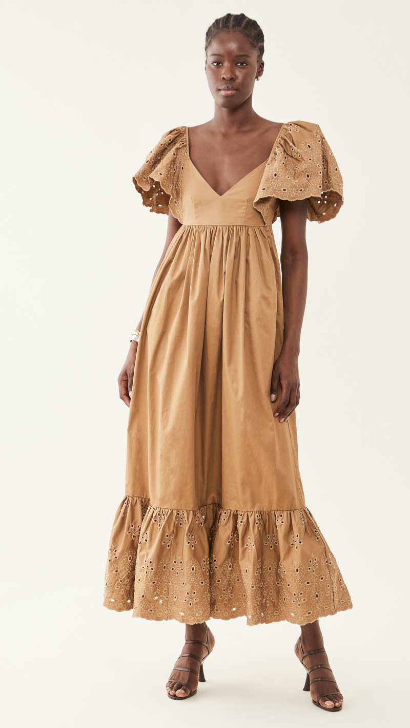 En Saison Flutter Sleeve Eyelet Dress $136