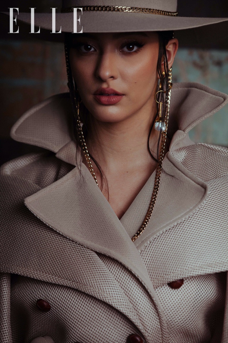 Ready for her closeup, Faouzia wears Gladys Tamez Millinery hat and Benchellal jacket. Photo: Sid Rane