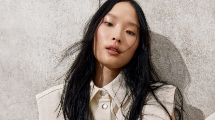 Model Yoonmi Sun poses for H&M spring 2021 campaign.