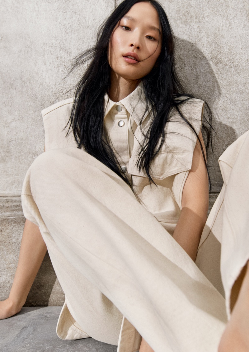 Model Yoonmi Sun poses for H&M spring 2021 campaign.