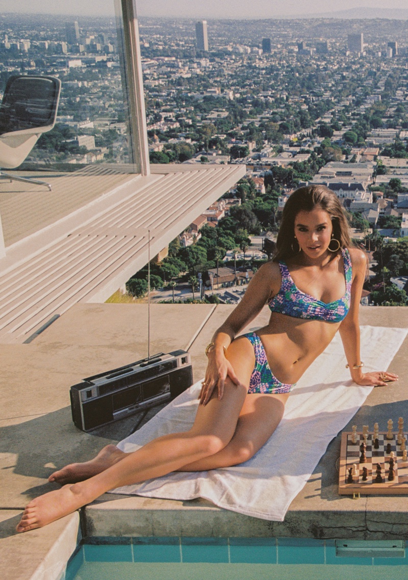 Posing poolside, Hailee Steinfeld fronts Frankies Bikinis campaign.