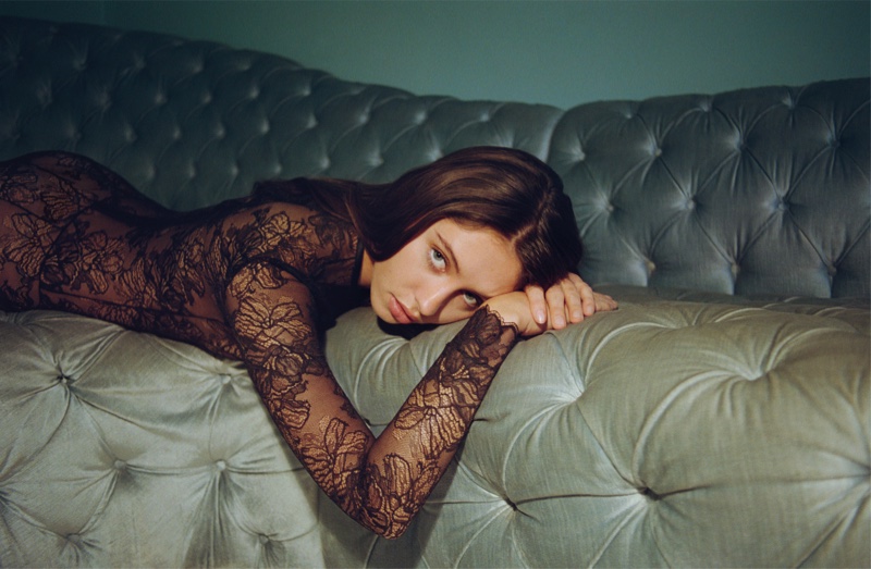 Clad in lace, Iris Law wears La Perla 1980s archive capsule collection.