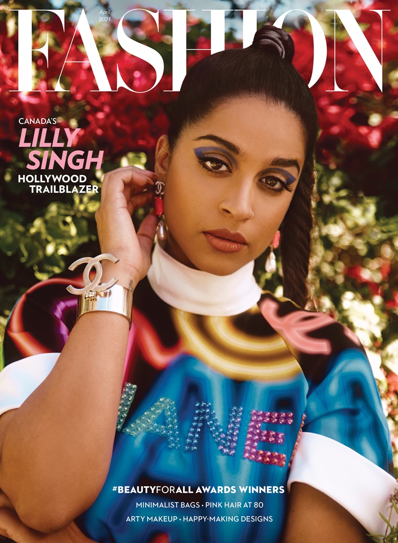 Lily Singh on FASHION Magazine April 2021 Cover. Photo: Austin Hargrave