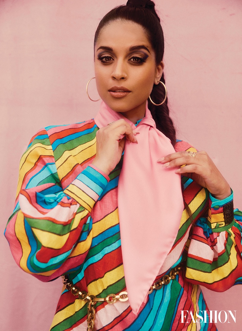 Social media star Lily Singh wears Gucci look with David Yurman earrings. Photo: Austin Hargrave / FASHION