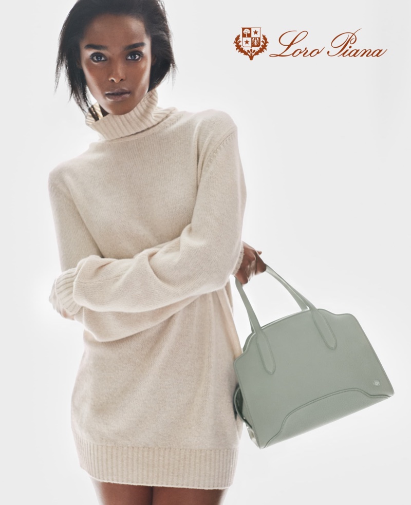 Malika Louback poses for Loro Piana spring-summer 2021 campaign.