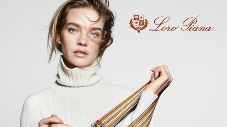 Natalia Vodianova wears chic knitwear in Loro Piana Sesia spring-summer 2021 campaign.