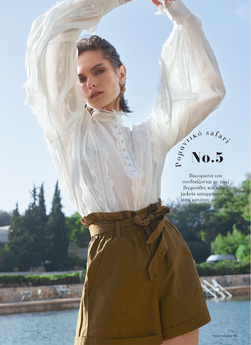 Mariia Khlyvniuk Poses in Effortlessly Chic Looks for Harper's Bazaar Greece