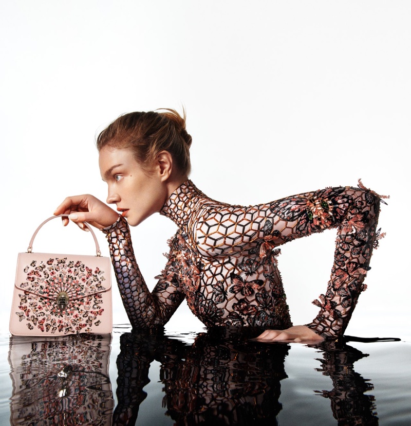 Mary Katrantzou collaborates with Bulgari on Serpenti handbag collection.