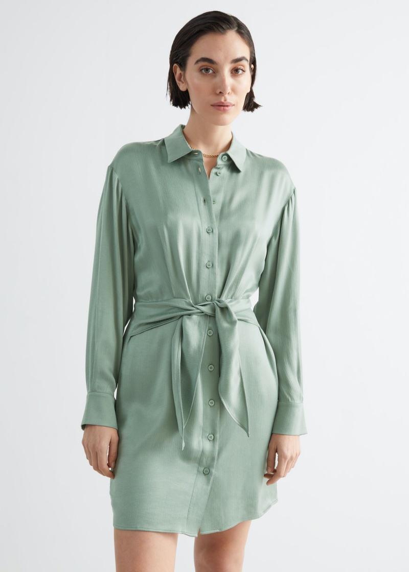 & Other Stories Oversized Belted Mini Shirt Dress $119