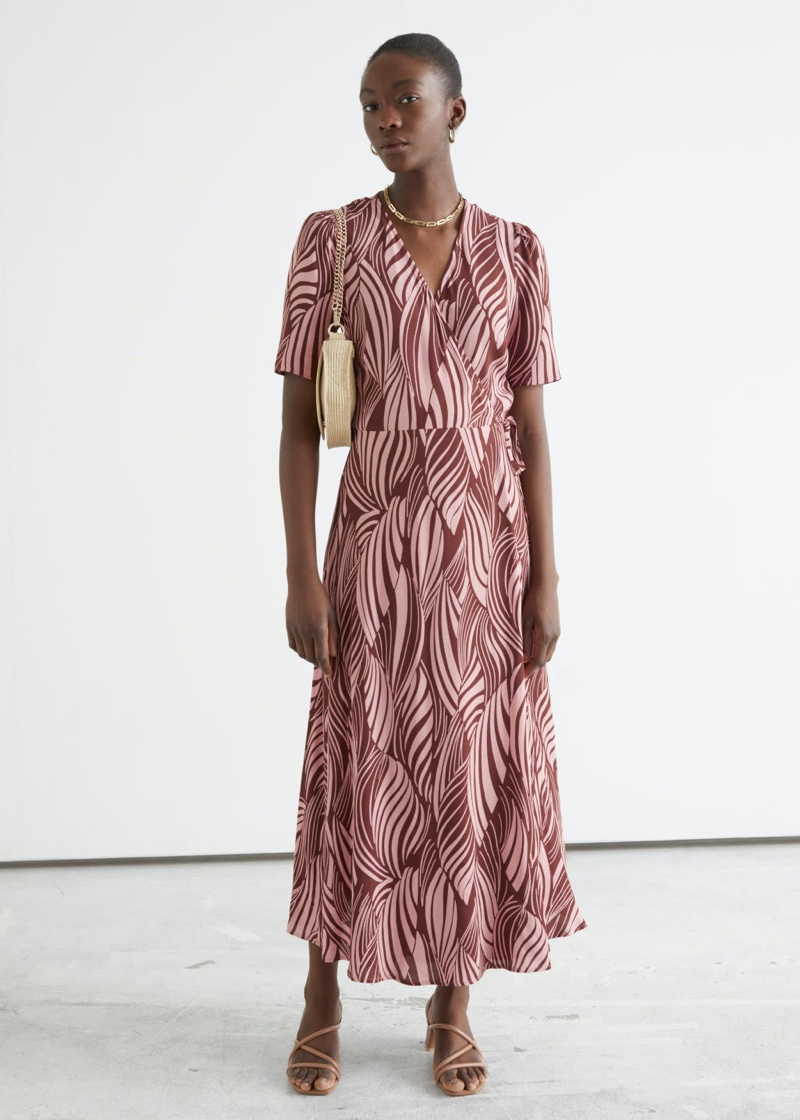 & Other Stories Printed Midi Wrap Dress in Swirl Print $99