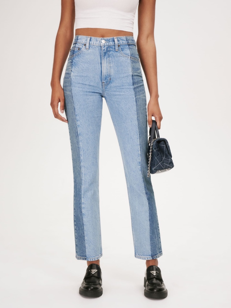 Reformation Cynthia Reworked High Rise Straight Jeans $218