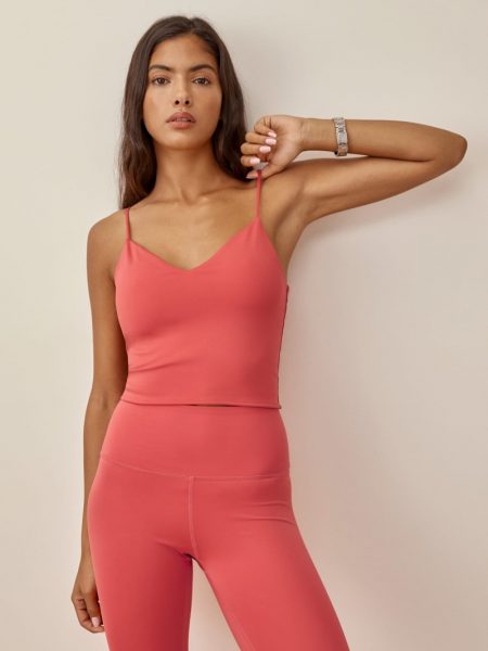 Reformation Tori Ecomove Cropped Tank in Hot Coral $48