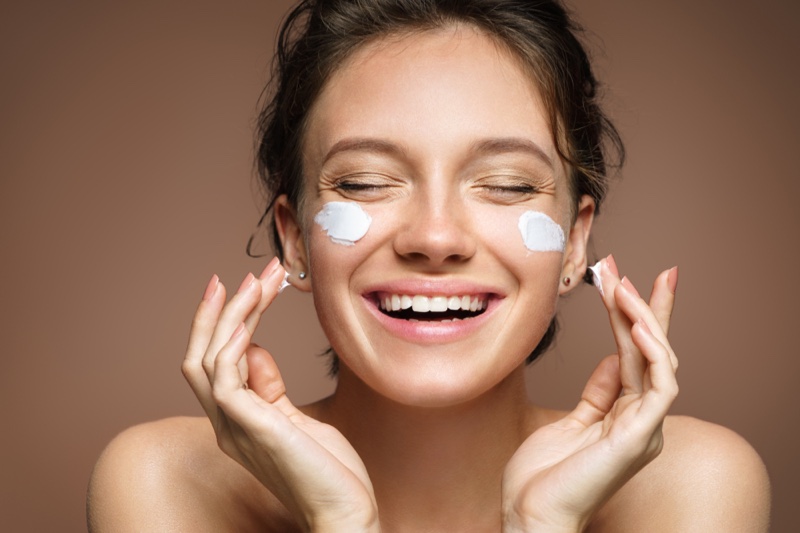 Smiling Model Cream Face Skin Care Beauty