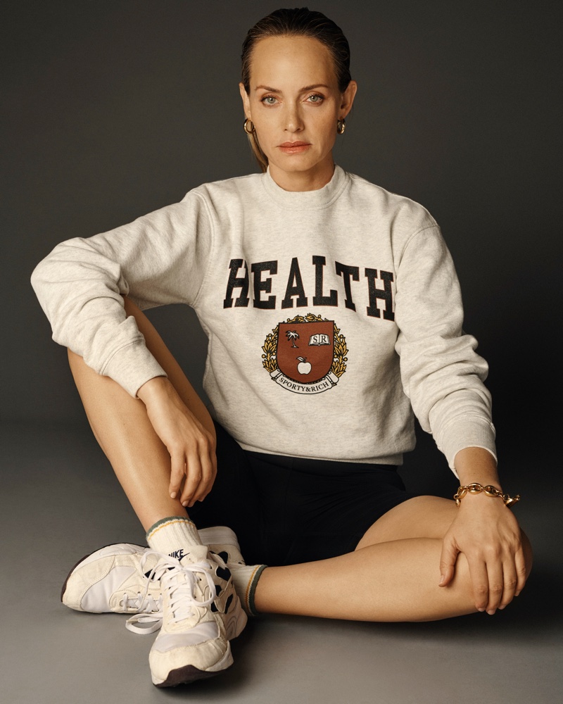 Amber Valletta models Sporty & Rich spring 2021 collection.