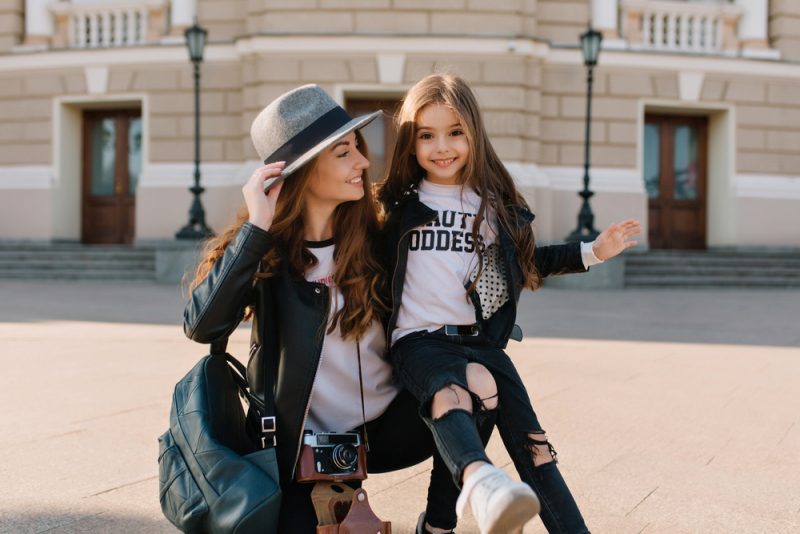 Stylish Mother and Daughter