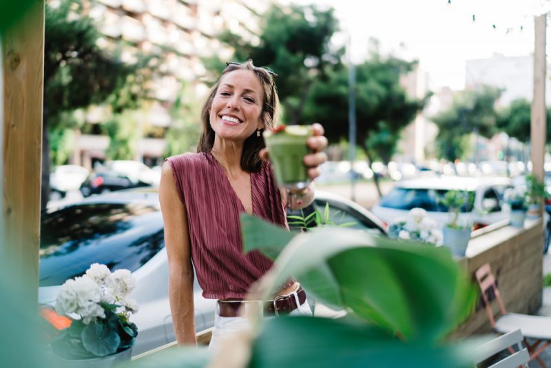 Woman Enjoying Organic Smoothie