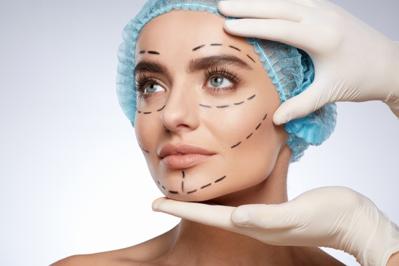 Woman Plastic Surgery Lines Face Concept