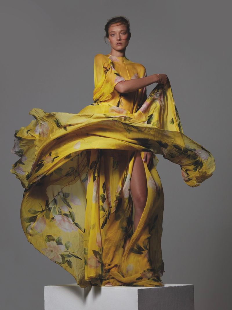 Yumi Lambert Blooms in Floral Fashions for L'Officiel Italia