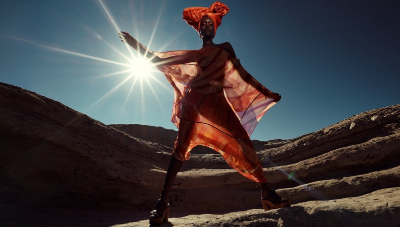 Achenrin Madit strikes a pose in Zara's spring-summer 2021 campaign.