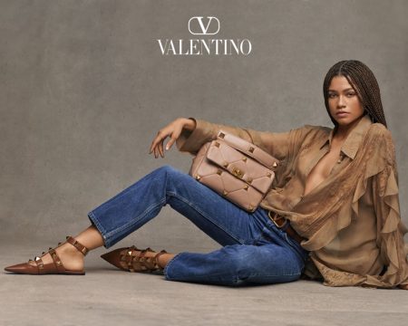 Wearing jeans, Zendaya fronts Valentino Collezione Milano campaign.