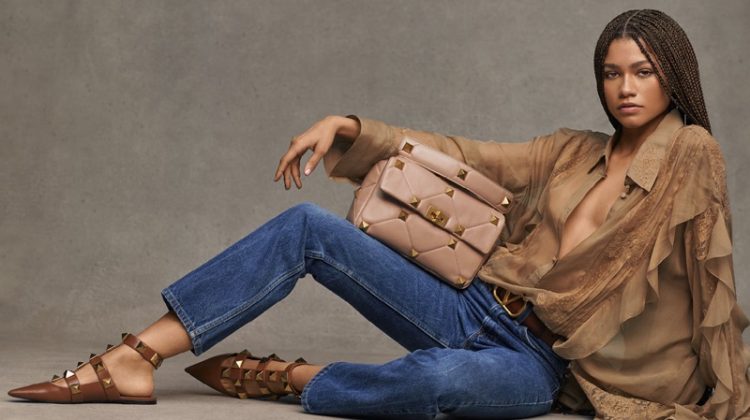 Wearing jeans, Zendaya fronts Valentino Collezione Milano campaign.