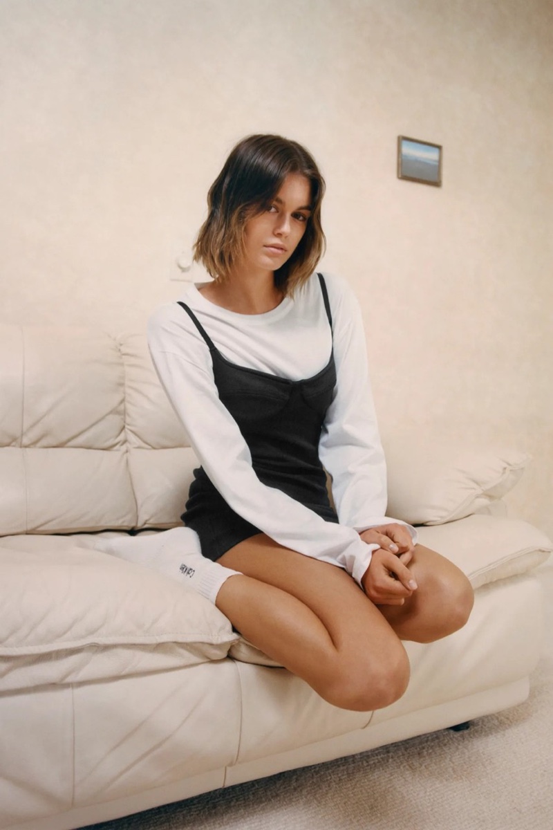 Model Kaia Gerber appears in Heron Preston for Calvin Klein campaign.