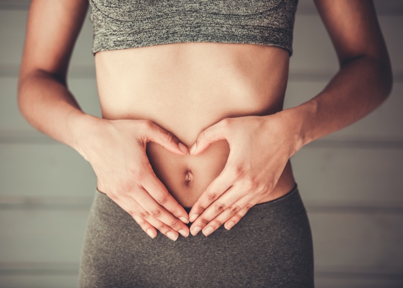 Closeup Stomach Heart Shaped Hands