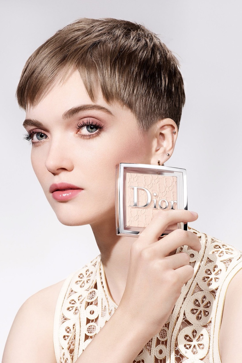 Ruth Bell appears in Dior Backstage Powder-no-Powder makeup campaign.