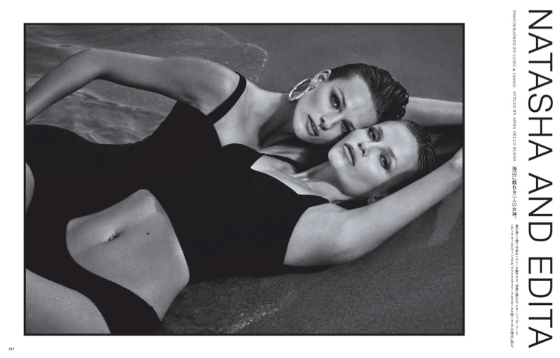 Natasha & Edita Smolder on the Beach for Vogue Japan