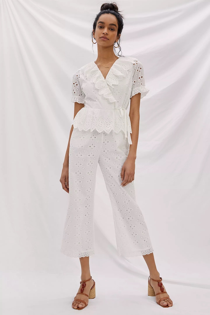 Eri + Ali Ruffled Eyelet Jumpsuit $158