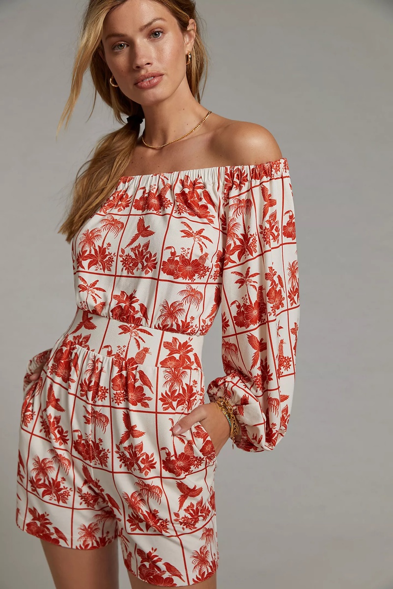 Farm Rio Printed Off-the-Shoulder Romper $148