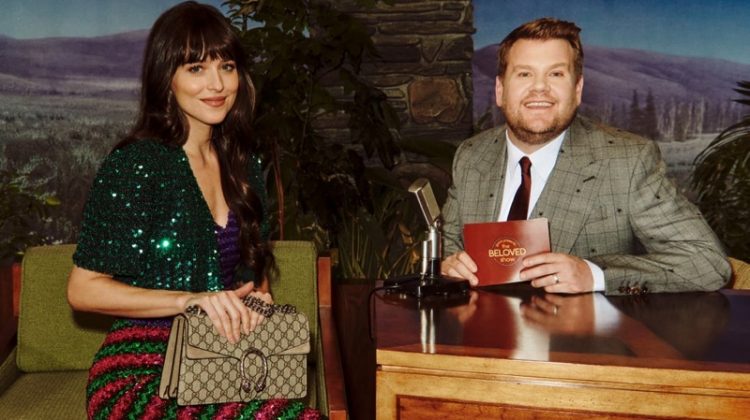 Dakota, Serena, Diane Pose With Gucci Bags for Talk Show Themed Campaign