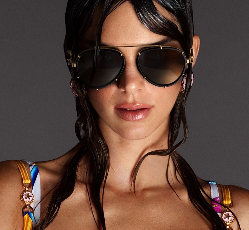 Model Kendall Jenner fronts Versace Eyewear spring-summer 2021 campaign.