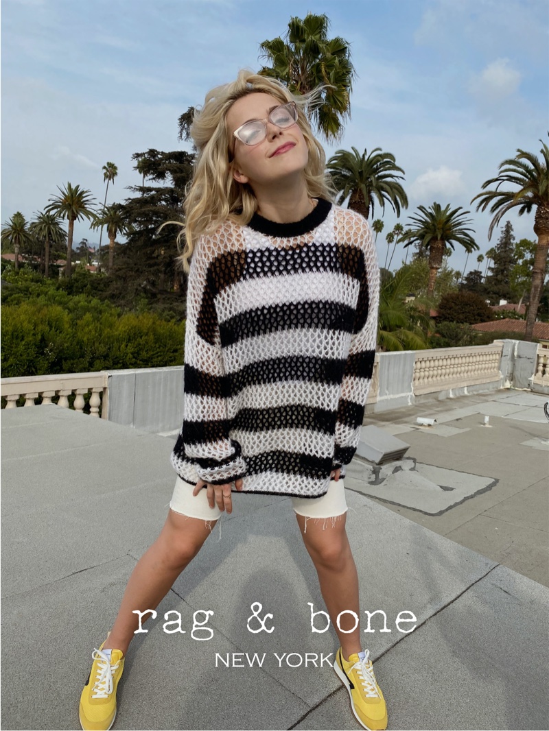 Actress Kiernan Shipka poses in Los Angeles for Rag & Bone Eyewear spring-summer 2021 project.