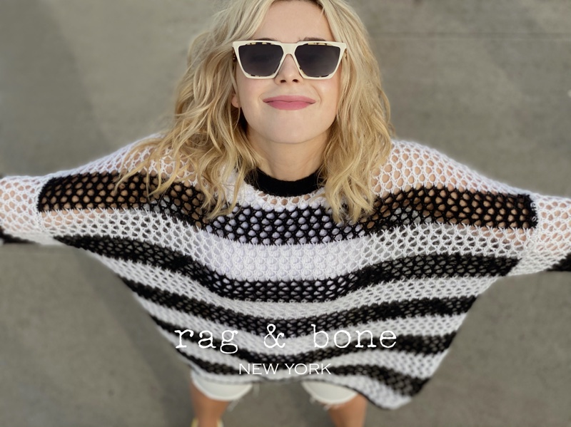 Kiernan Shipka poses for Rag & Bone Eyewear spring-summer 2021 project.