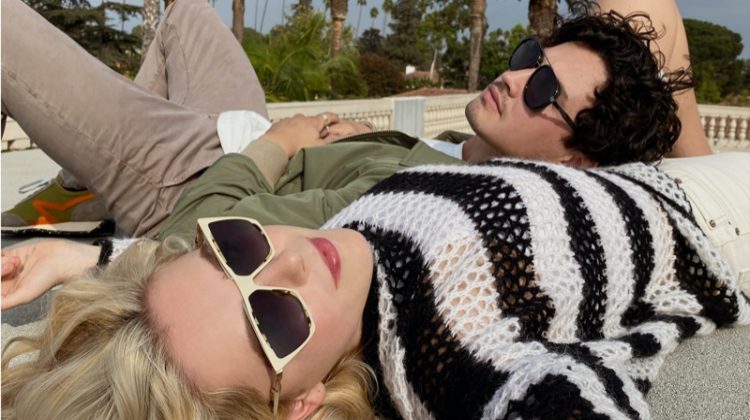 Kiernan Shipka and Gavin Leatherwood front Rag & Bone Eyewear spring-summer 2021 project.