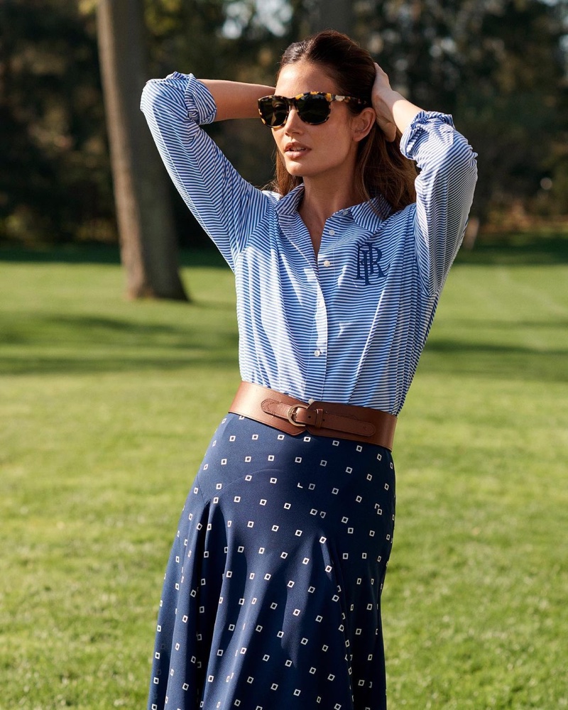 Lily Aldridge wears casual chic looks in Lauren Ralph Lauren spring 2021 campaign.