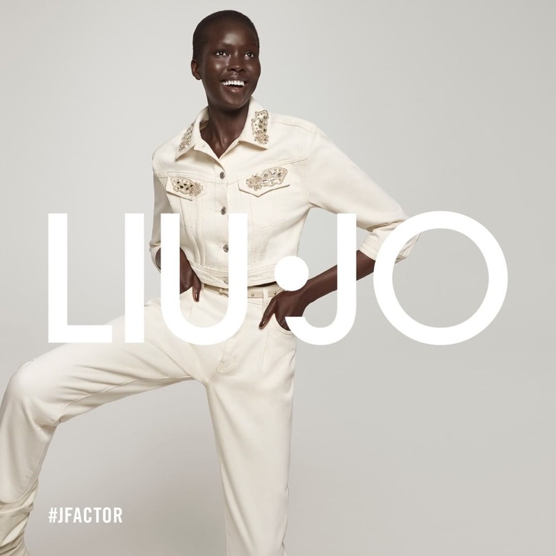 Ajok Madel appears in Liu Jo spring-summer 2021 campaign.