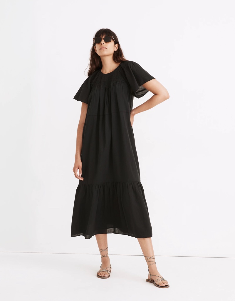 Madewell Embroidered Smocked Midi Dress $148