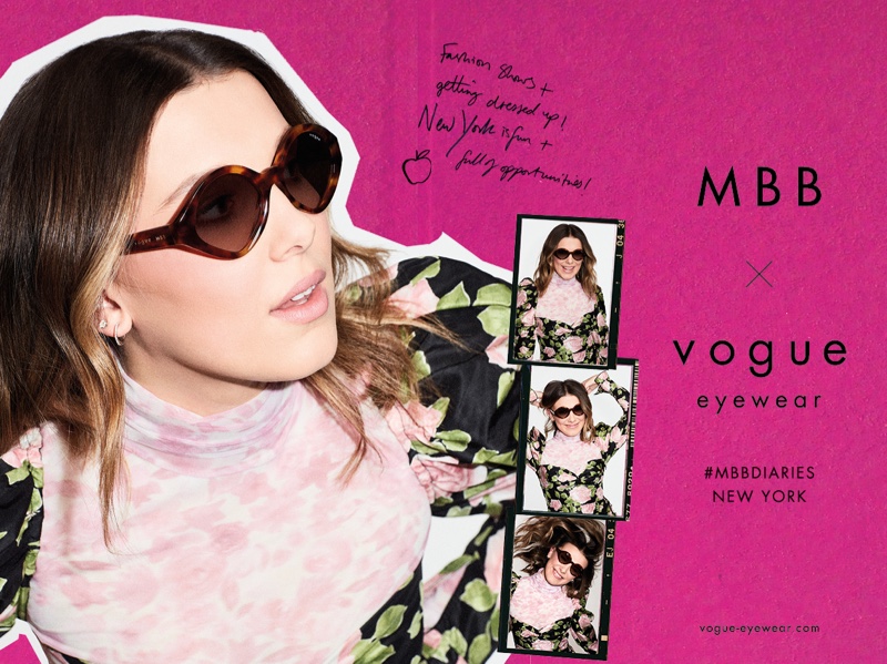 Actress Millie Bobby Brown fronts MBB x Vogue Eyewear 2021 campaign.