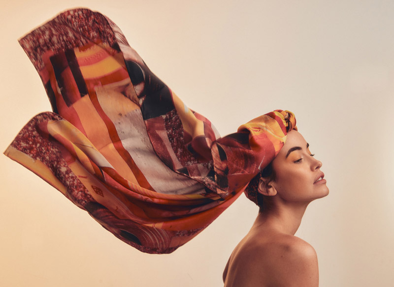 Sarah wears Discover Colour Silk Scarf. Photo: Charles Grant