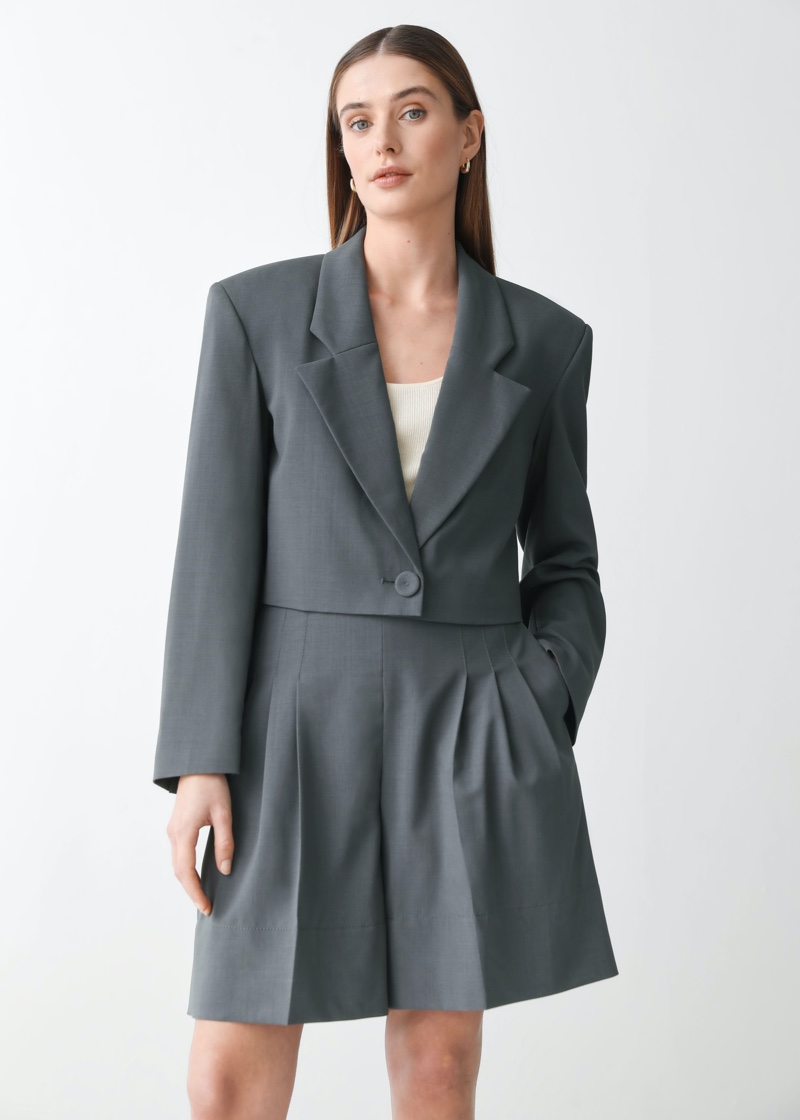 & Other Stories x Rejina Pyo Boxy Padded Shoulder Wool Blazer $179