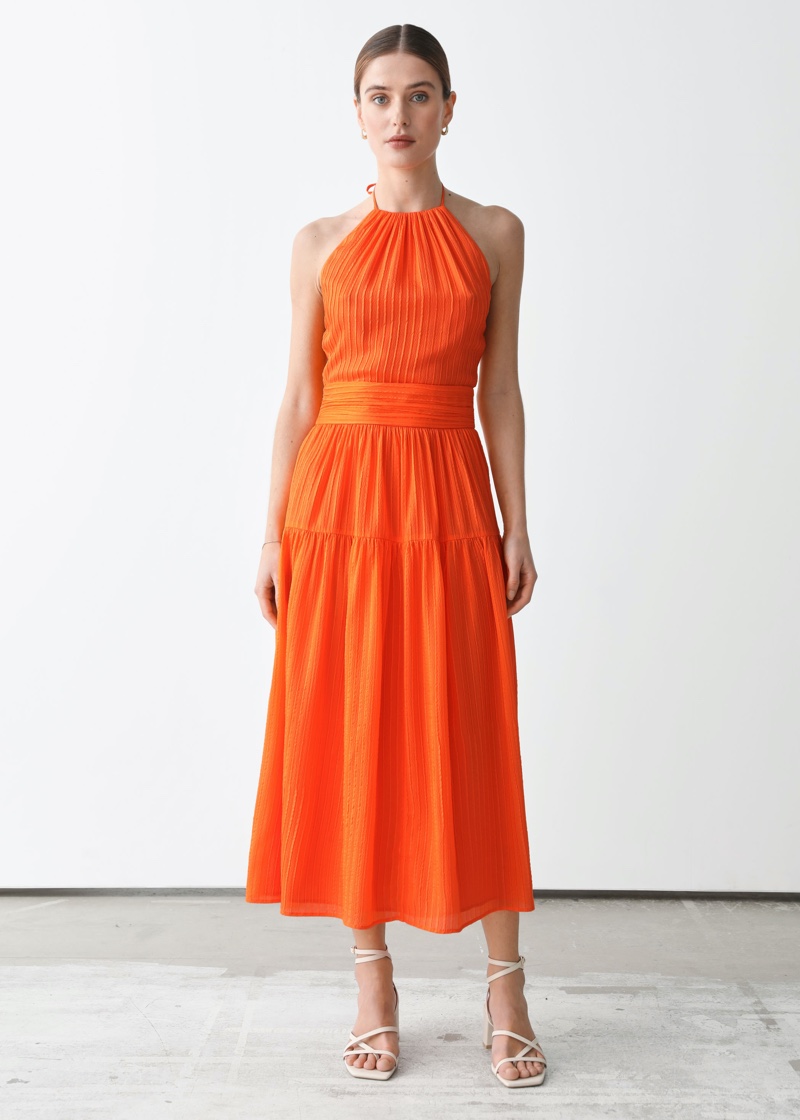 & Other Stories x Rejina Pyo Mulberry Silk Halter Midi Dress $219